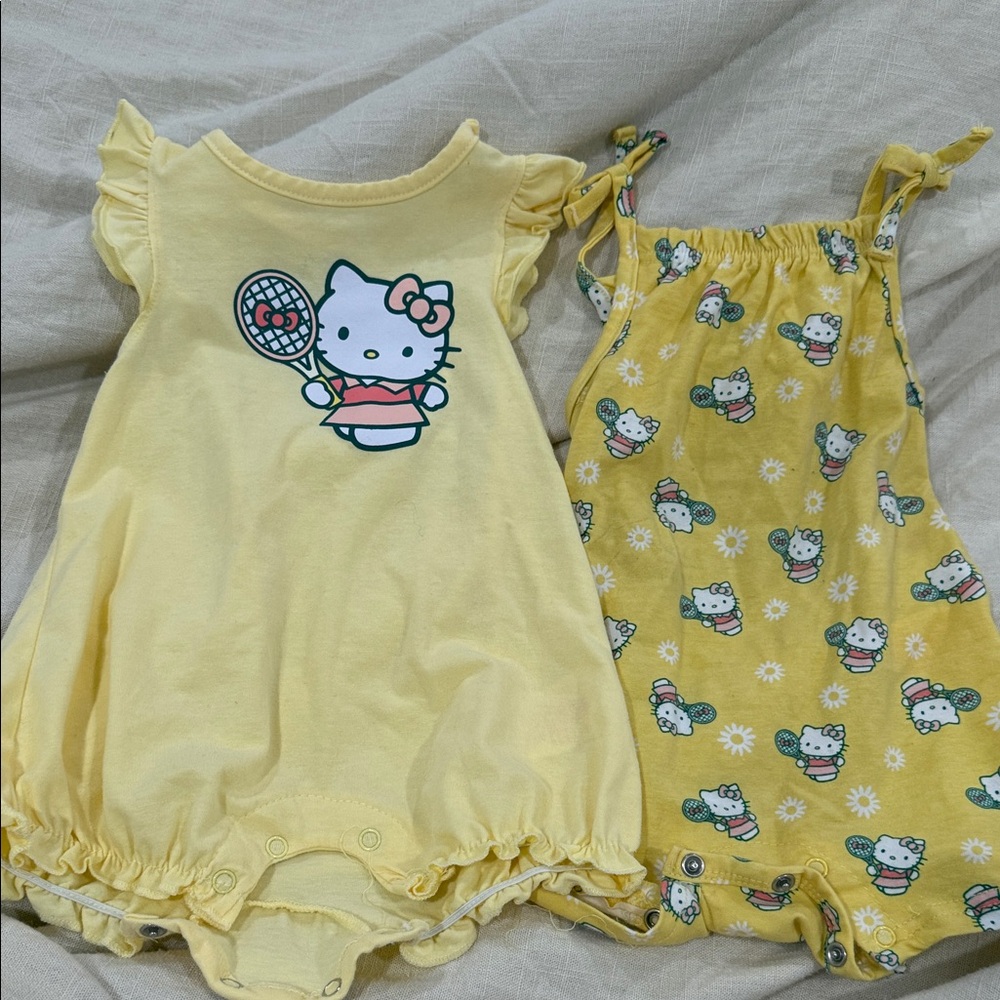 Hello Kitty Yellow Baby Rompers Set